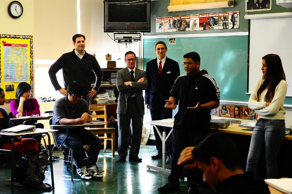 Chris Malone and Benjamin Kallos teaching Vote18 at Bronx High School of Science